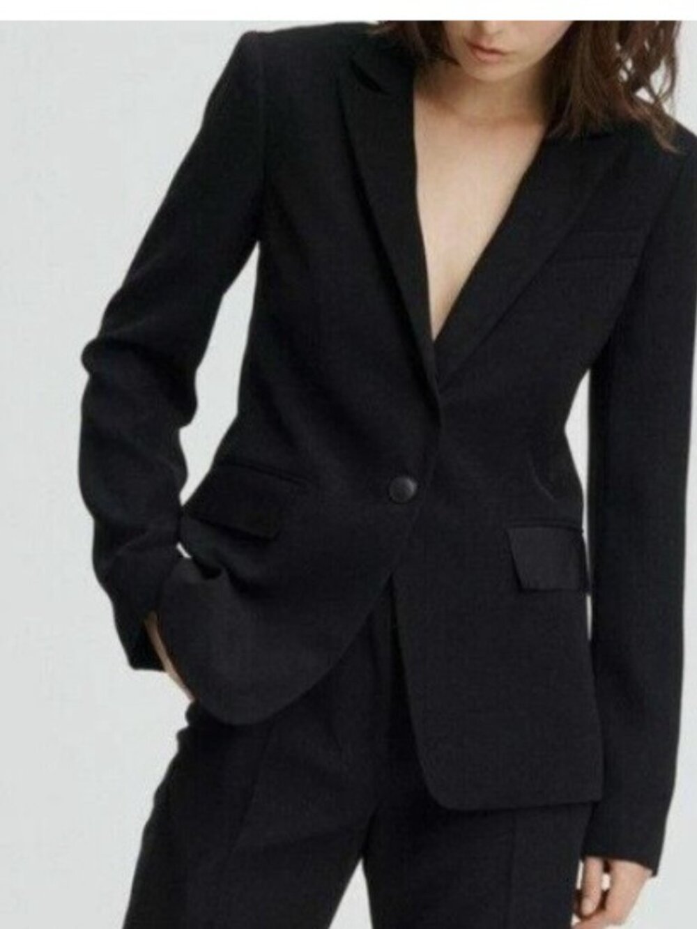 RAG & BONE Rylie Black Grosgrain Trim Blazer Jacket Size 6